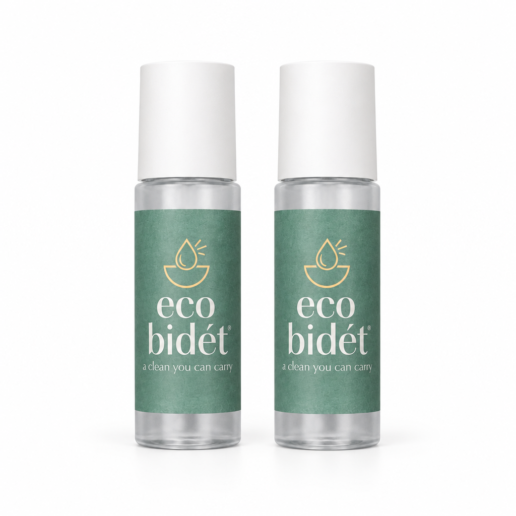 Two eco bidét® 3.2 oz portable bidet sprays with pocket atomizer